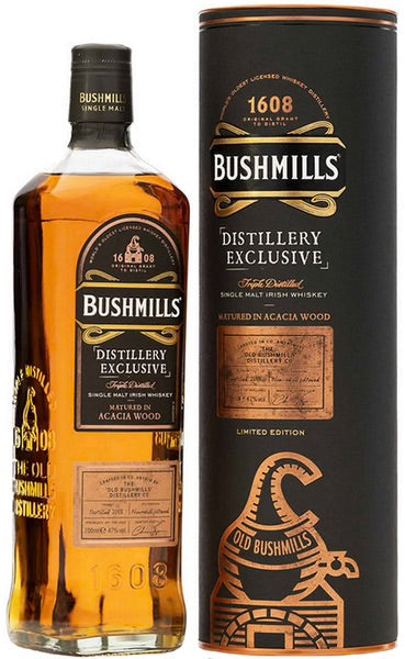 Bushmills Distillery Exclusive Triple Distilled Single Malt Irish Whiskeey Matured in Acacia Wood